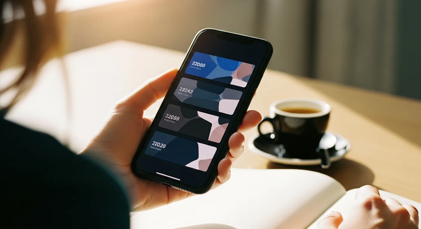 Smartphone affichant un tableau de bord bancaire avec graphiques et indicateurs financiers